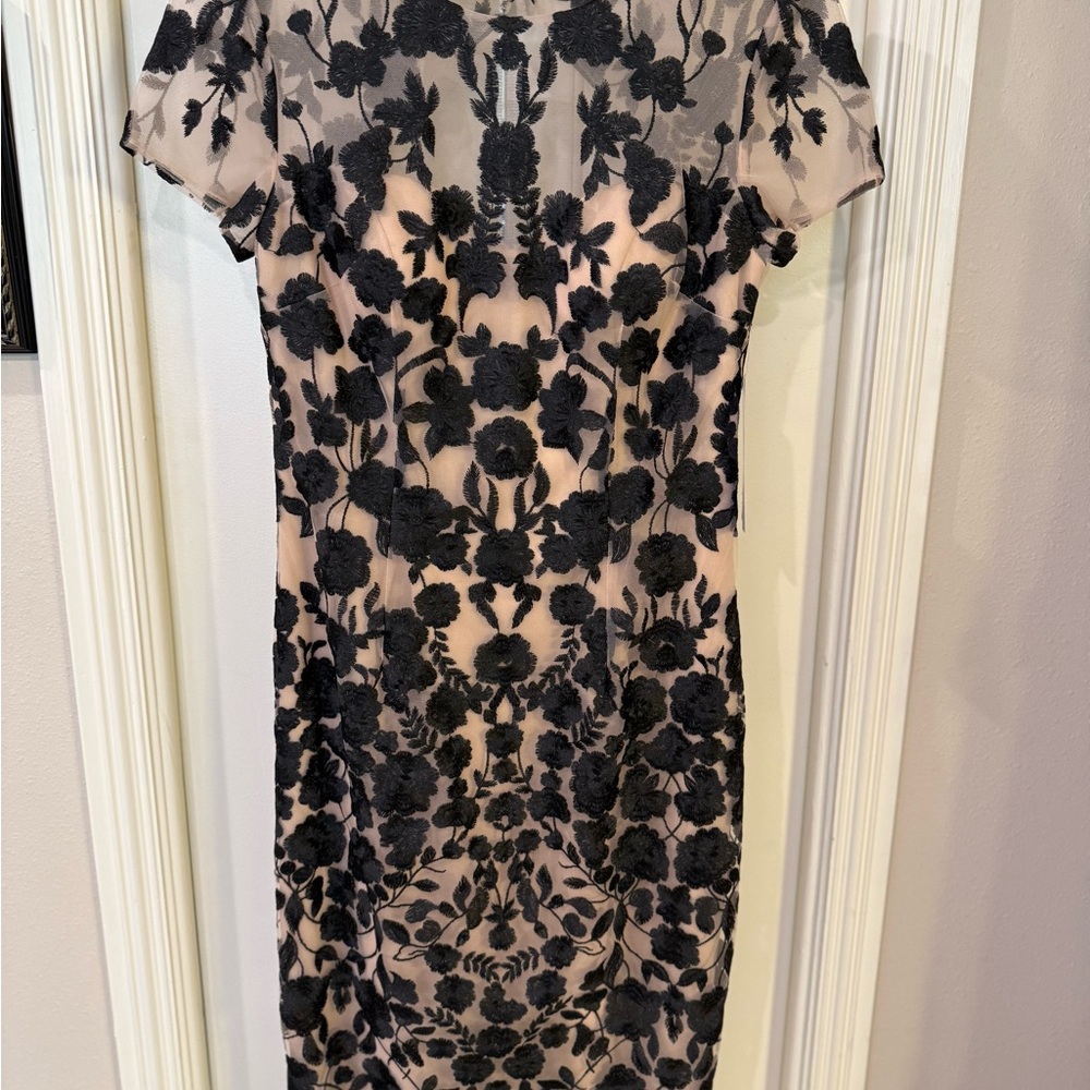 Nordstrom Sheer Black Floral Midi Dress